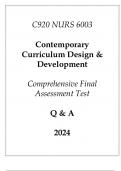 (WGU C920) NURS 6003 Contemporary Curriculum Design & Development Comprehensive FA Test Q & A