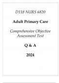 (WGU D118) NURS 6820 Adult Primary Care Comprehensive OA Test Q & A 2024