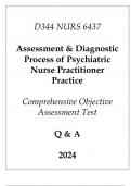 (WGU D344) NURS 6437 Assessment & Diagnostic Process of Psychiatric Nurse Practitioner Practice Assessment