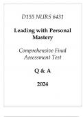 (WGU D155) NURS 6431 Leading with Personal Mastery Comprehensive FA Test Q & A 2024.