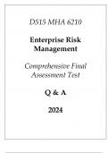 (WGU D515) MHA 6210 Enterprise Risk Management Comprehensive FA Test Q & A 2024.