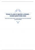 TEXAS CLASS D WATER LICENSE – EXAM QUESTIONS 2024 WITH GUARANTEED ACCURATE ANSWERS