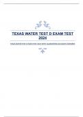 TEXAS WATER TEST D EXAM TEST 2024 WITH GUARANTEED ACCURATE ANSWERS