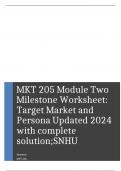 MKT 205 Module Two Milestone Worksheet: Target Market and Persona Updated 2024 with complete solution;SNHU
