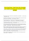  Pre-Final Exam - New York Life, Accident and Health questions and answers 100% verified.