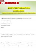 STUDY BUNDLE for NR 605/ NR605 Final Exam Review Weeks 5 - 8 Covered Qs & Ans (Latest 2024 / 2025): Diagnosis & Management in Psychiatric-Mental Health across the Lifespan I Practicum (Verified Answers)