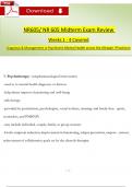 NR 605/ NR605 Midterm Exam Review Weeks 1 - 4 Covered Qs & Ans (Latest 2024 / 2025): Diagnosis & Management in Psychiatric-Mental Health across the Lifespan I Practicum (Verified Answers)