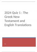 NGRK 505 Quiz 1: The Greek New Testament and  English Translations Updated 2024 Already Passed; Liberty University