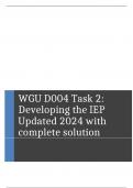 WGU D004 Task 2: Developing the IEP Updated 2024 with complete solution