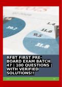 RFBT FIRST PRE-BOARD EXAM BATCH 47 | 100 QUESTIONS | WITH VERIFIED SOLUTIONS!!