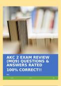 AKC 2 EXAM REVIEW (MQ9) QUESTIONS & ANSWERS RATED 100% CORRECT!!