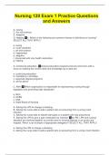 Nursing 120 Exam 1 Practice Questions and Answers