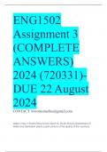 ENG1502 Assignment 3 (COMPLETE ANSWERS) 2024 (720331)- DUE 22 August 2024