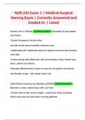 NUR 242 Exam 1 | Medical-Surgical Nursing Exam | Correctly Answered and Graded A+ | Latest