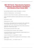 BIO 169 Test 6-- Reproductive Systems, Pregnancy Development, Inheritance and Genetics Exam Guide 2024