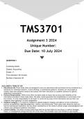 TMS3701 Assignment 3 (ANSWERS) 2024 - DISTINCTION GUARANTEED