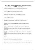 BUS 302L - Business Law Exam Questions Solved 100% Correc