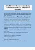 LVMPD Crime Scene Analyst Study Guide Exam Questions With Verified Solutions.