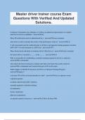 Master driver trainer course Exam Questions With Verified And Updated Solutions.