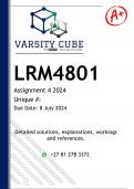 LRM4801 Assignment 4 (DETAILED ANSWERS) 2024 - DISTINCTION GUARANTEED