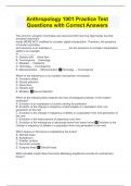 Anthropology 1001 Practice Test Questions with Correct Answers