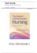 Test Bank for Psychiatric-Mental Health Nursing 9th Edition By by SHEILA L. VIDEBECK//All Chapters 1-24//Complete Guide A+