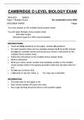 CAMBRIDGE O LEVEL BIOLOGY EXAM PAPER 1