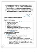 I HUMAN CASE AMINA JOHNSON 23 Y/O 5'7" (170 CM) 120.0 IB (54.5 KG) REASON FOR ENCOUNTER FEVER AND SORE THROAT. LOCATION OUT PATIENT CLINIC WITH X-RAY, ECG AND LABORATORY CAPABILITIES