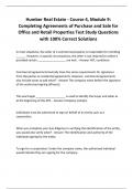 Humber Real Estate - Course 4, Module 9: Completing Agreements of Purchase and Sale for Office and Retail Properties Test Study Questions with 100% Correct Solutions