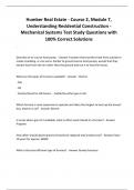 Humber Real Estate - Course 2, Module 7, Understanding Residential Construction - Mechanical Systems Test Study Questions with 100% Correct Solutions