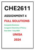 CHE2611 Assignment 4 Complete Solutions UNISA 2024 Inorganic Chemistry II 2024