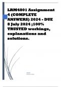 LRM4801 Assignment 4 (COMPLETE ANSWERS) 2024 - DUE 8 July 2024 ;100% TRUSTED workings, explanations and solutions. 