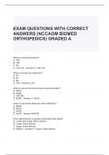 EXAM QUESTIONS WITH CORRECT ANSWERS (NCCAOM BIOMED ORTHOPEDICS) GRADED A