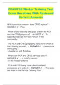 PCA/CFSS Worker Training Test Exam Questions With Reviewed  Correct Answers 