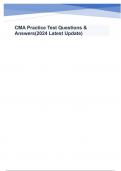  CMA Practice Test Questions & Answers(2024 Latest Update