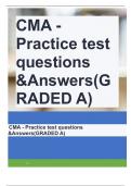 CMA - Practice test questions &Answers(GRADED A)