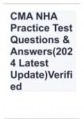 CMA NHA Practice Test Questions & Answers(2024 Latest Update)Verified