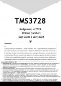 TMS3728 Assignment 4 (ANSWERS) 2024 - DISTINCTION GUARANTEED