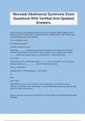 Neonatal Abstinence Syndrome Exam Questions With Verified And Updated Answers.