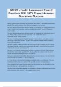 NR 302 - Health Assessment Exam 2 Questions With 100% Correct Answers. Guaranteed Success.