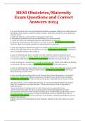 HESI Obstetrics/Maternity Exam Questions and Correct Answers 2024