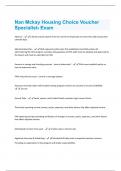 Nan Mckay Housing Choice Voucher Specialist- Exam Questions + Answers Graded A+