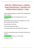 NUR 242 | NUR242 Exam 3 | Medical-Surgical Nursing Exam | Questions and Verified Answers Rated A+ | Galen