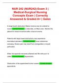NUR 242 (NUR242) Exam 3 | Medical-Surgical Nursing Concepts Exam | Correctly Answered & Graded A+ | Galen