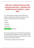 NUR 2513 | NUR2513 Maternal child nursing Practice Exam | Questions and Verified Answers Graded A+ | Latest 2024