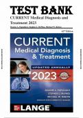 TEST BANK for Current Medical Diagnosis & Treatment 2023 by Maxine Papadakis, Stephen McPhee, Michael Rabow & Kenneth McQuaid. (Complete 40 Chapters)