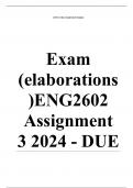 Exam (elaborations) ENG2602 Assignment 3 2024 - DUE 13 August 2024 •	Course •	Theory, Style and Poetics - ENG2602 (ENG2602) •	Institution •	University Of South Africa •	Book •	Poetics and Literary Theory of T. S. Eliot ENG2602 Assignment 3 2024 (Unique Nu