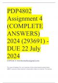 PDP4802 Assignment 4 (COMPLETE ANSWERS) 2024 (293691) - DUE 22 July 2024