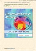 LATEST TEST BANK FOR COMMUNICATION IN NURSING, 9TH EDITION, JULIA BALZER RILEY