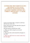 ATI PEDIATRIC PROCTORED EXAM 2024  – 2025 NEWEST ACTUAL EXAM  COMPLETE 150 QUESTIONS WITH  DETAILED VERIFIED ANSWERS (100%  CORRECT) /BRAND NEW!! / A+ GRADE  ASSURED